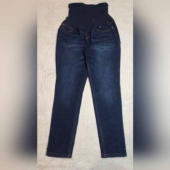 Motherhood Denim - Motherhood Maternity Jeans Size L Dark denim flare 5 pocket.
